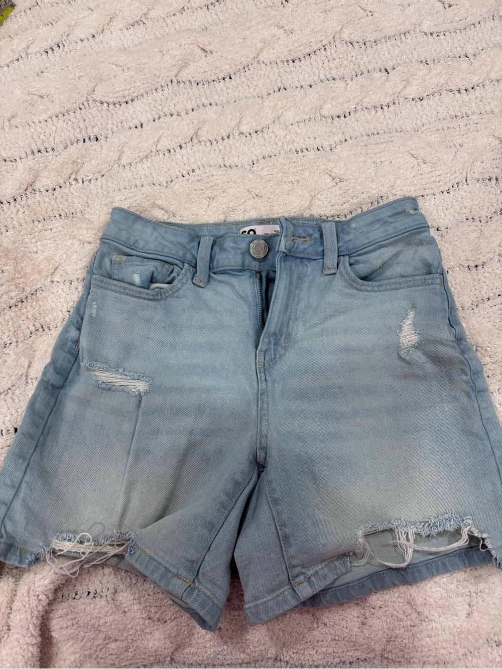 SO Light Blue Distressed Women's Denim Jean Shorts